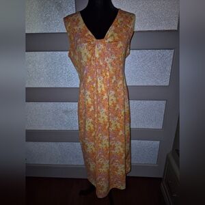 Jones New York Orange Floral Midi Dress